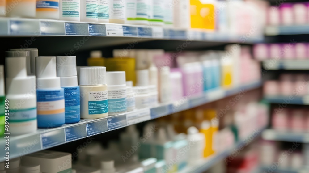Skincare Products Shelf. Skincare Products Shelf.