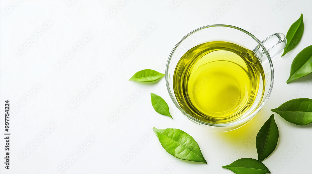 A soothing cup of green tea with lively green leaves, perfect for inspiring wellness, relaxation, and healthy living. A soothing cup of green tea with lively green leaves, perfect for inspiring wellness, relaxation, and healthy living.