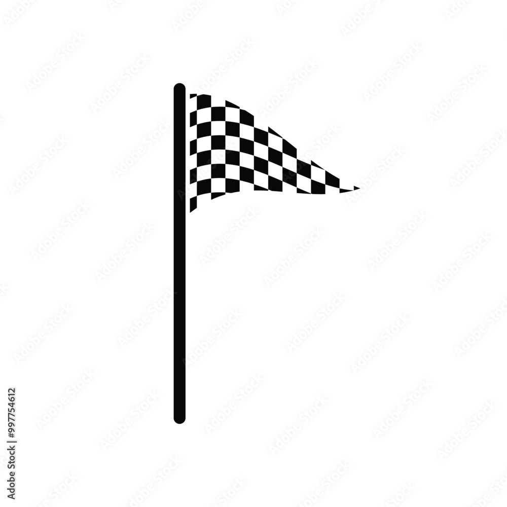 Fototapeta premium Racing Checkered Triangle Flag Icon. Isolated on white. Vector illustration