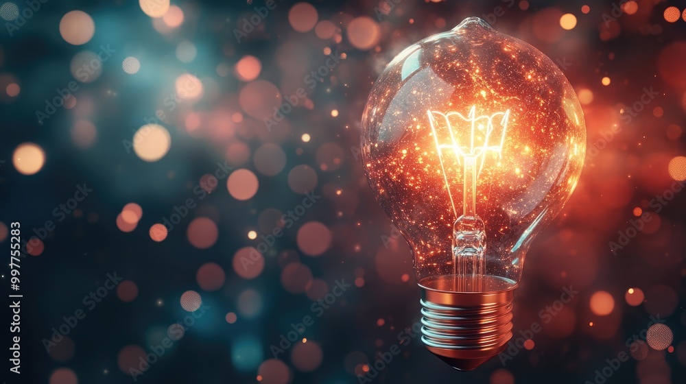 Glowing Light Bulb Symbolizing Innovation and Ideas Glowing Light Bulb Symbolizing Innovation and Ideas