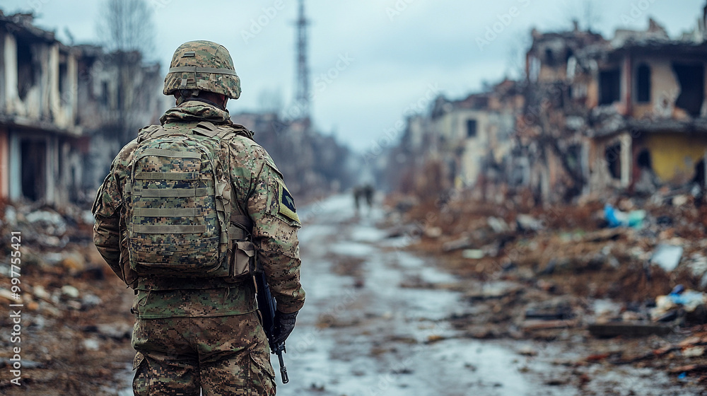 soldier amidst the remnants of battle, seeking solace in the devastation around him. This poignant scene symbolizes resilience, reflection, and the quest for peace amidst chaos soldier amidst the remnants of battle, seeking solace in the devastation around him. This poignant scene symbolizes resilience, reflection, and the quest for peace amidst chaos