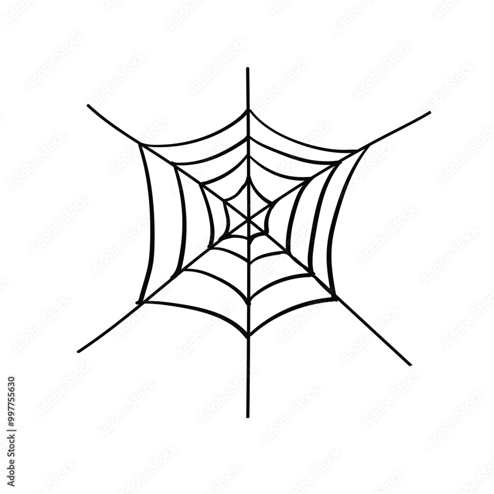 Fototapeta premium Halloween doodle hand drawn spiderweb. Isolated vector illustration