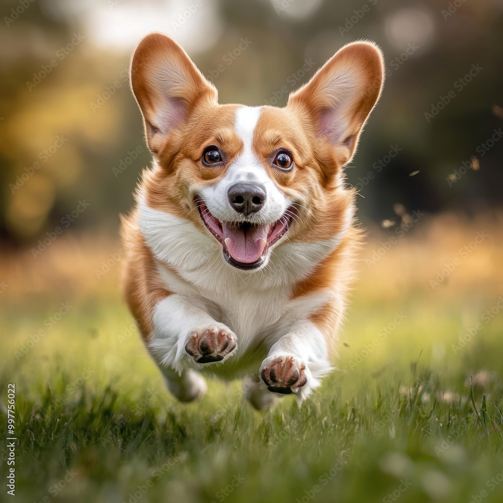 Happy Corgi Running. Happy Corgi Running.