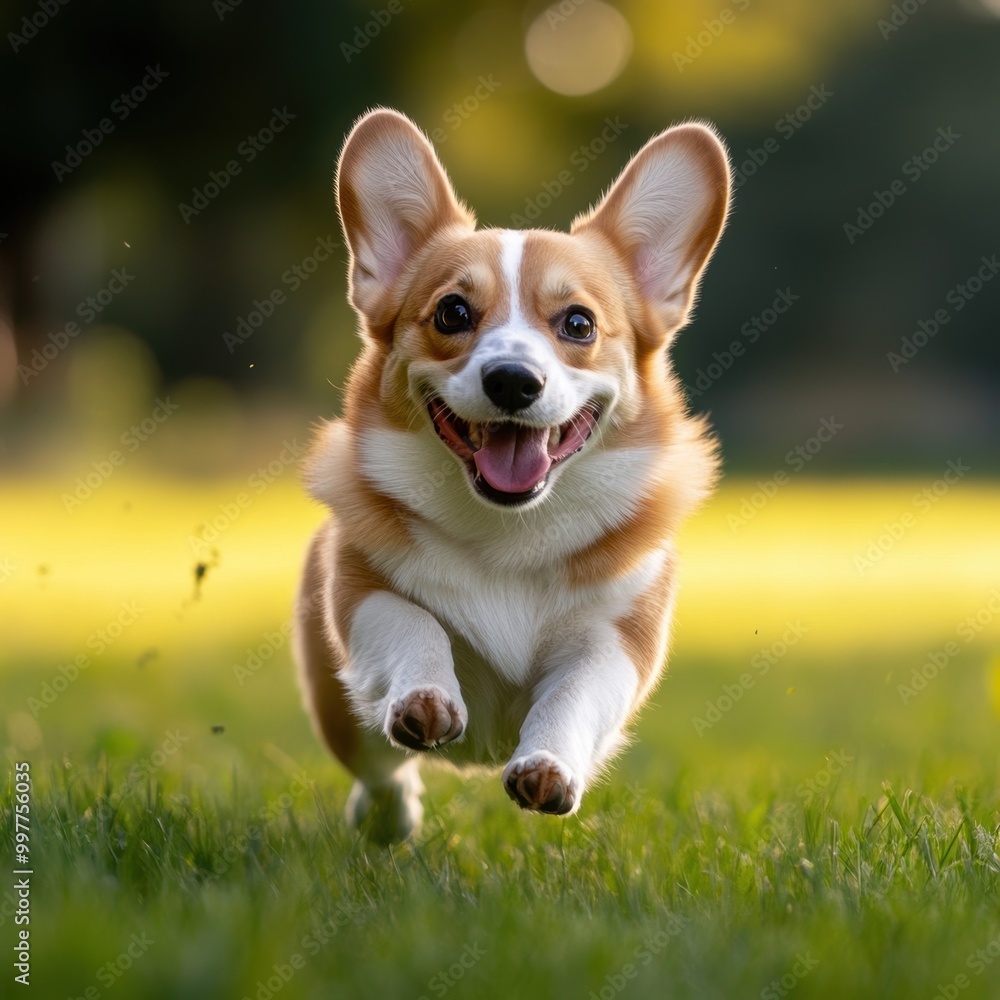 Happy Corgi Running. Happy Corgi Running.