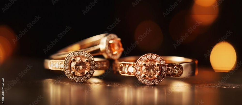 Golden wedding rings on digital background Golden wedding rings on digital background