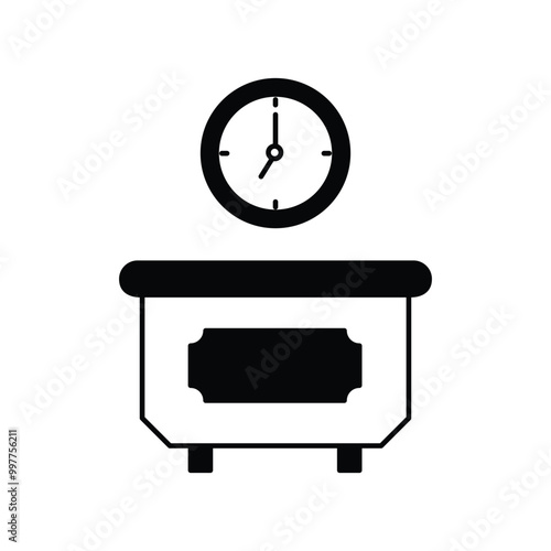 working hours glyph icon with white background vector stock illustration