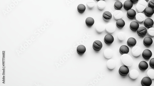 Several black and white tablets are shown against a plain white backdrop.