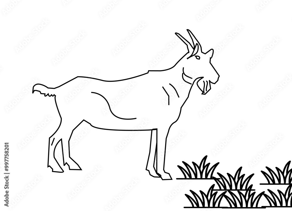 Fototapeta premium Farm animals Goat Icons . vector