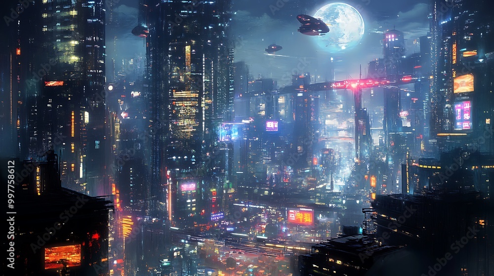 Fototapeta premium Cyberpunk Cityscape