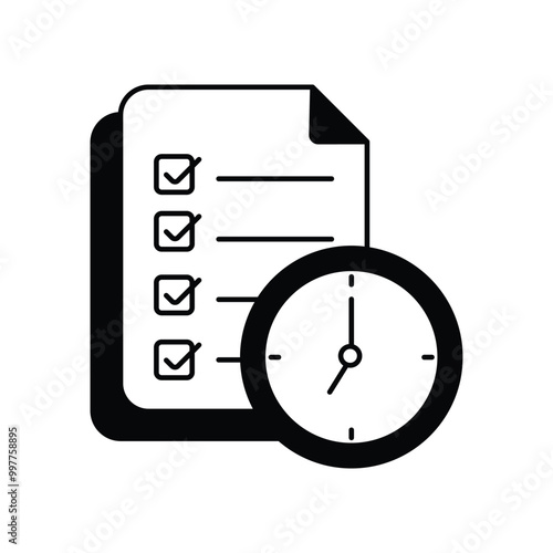 tasks glyph icon with white background vector stock illustration