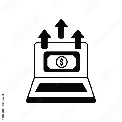 profits glyph icon with white background vector stock illustration