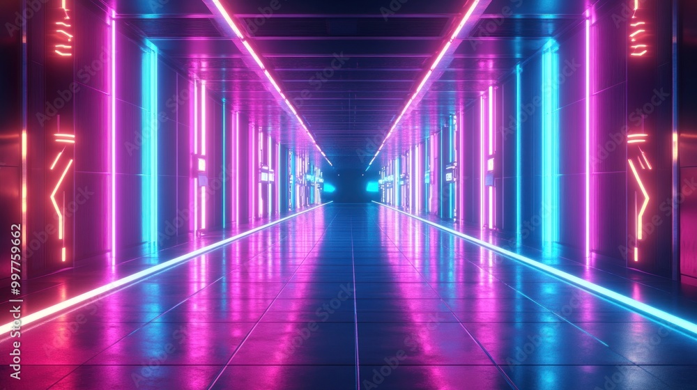 Neon Lights Corridor Neon Lights Corridor