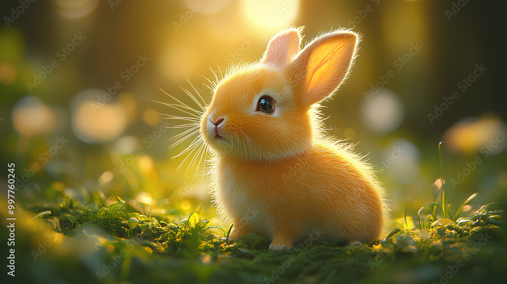 Fototapeta premium illustration of a cute and adorable little rabbit