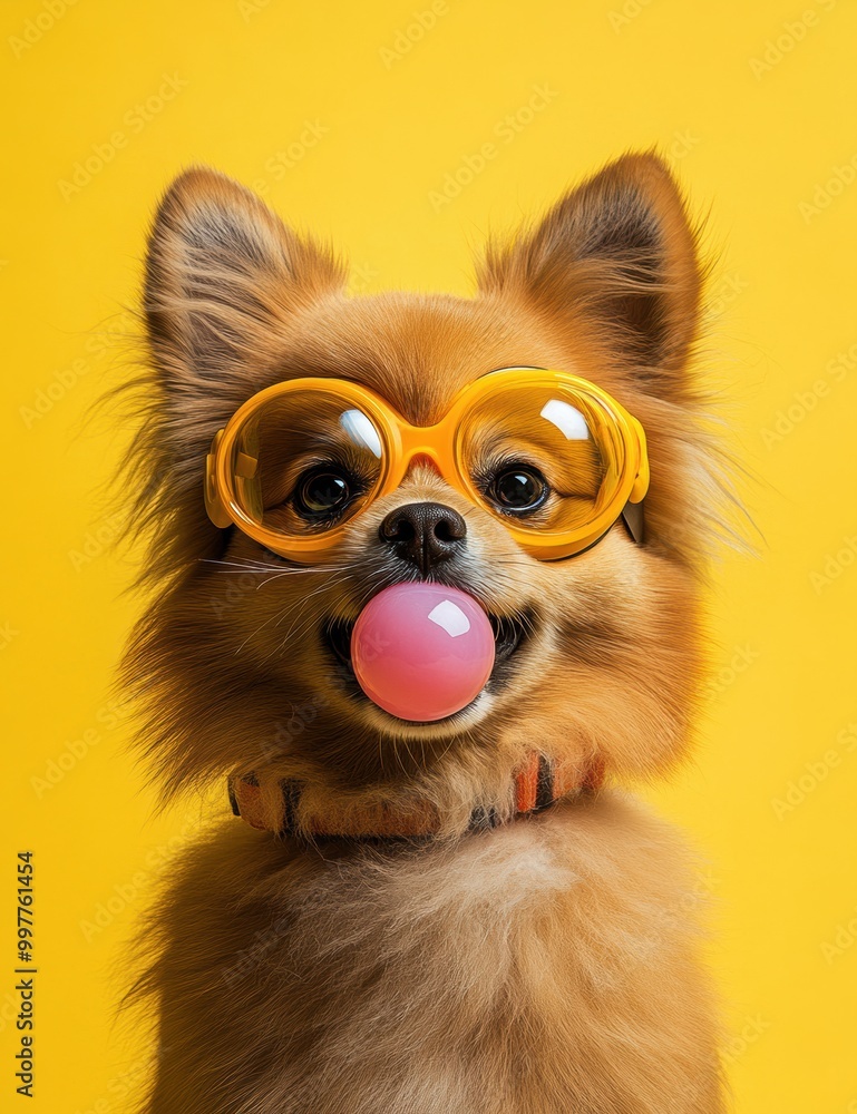 Dog in Sunglasses with Bubble Dog in Sunglasses with Bubble