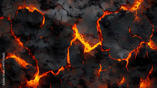 Intense grunge texture with blazing fire and lava creating dramatic earththemed background with scorched cracked surface. Fire Elemental. Illustration