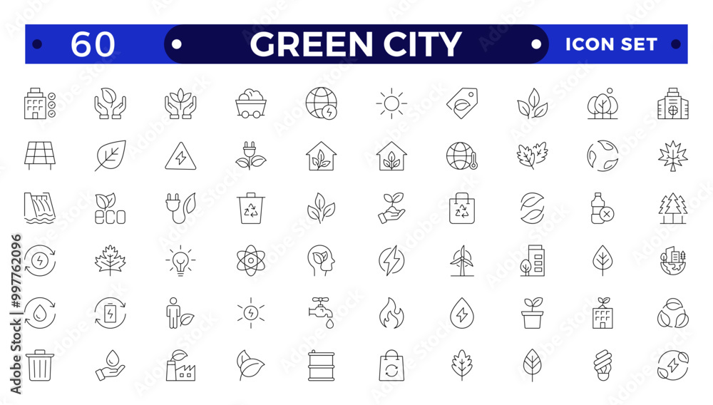 Green city Outline icons collection. UI icon set in a flat design. Includes Sustainability, Solar Panel, Recycling, Green City, vector illustration. Green city Outline icons collection. UI icon set in a flat design. Includes Sustainability, Solar Panel, Recycling, Green City, vector illustration.
