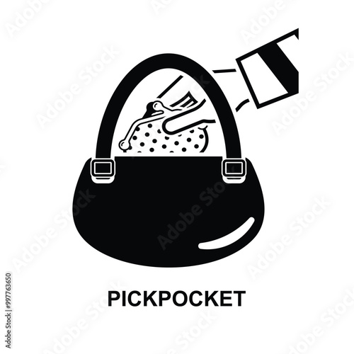 Pickpocket icon. The black pickpocket symbol isolated on background vector illustration.