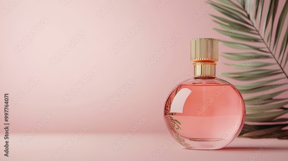 Elegant Perfume Bottle on Soft Pink Background Elegant Perfume Bottle on Soft Pink Background