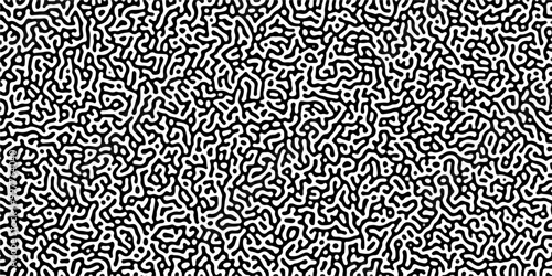 Turing reaction diffusion monochrome seamless pattern with chaotic motion .Linear design with biological shapes. Organic lines in memphis. abstract turing organic wallpaper background .	