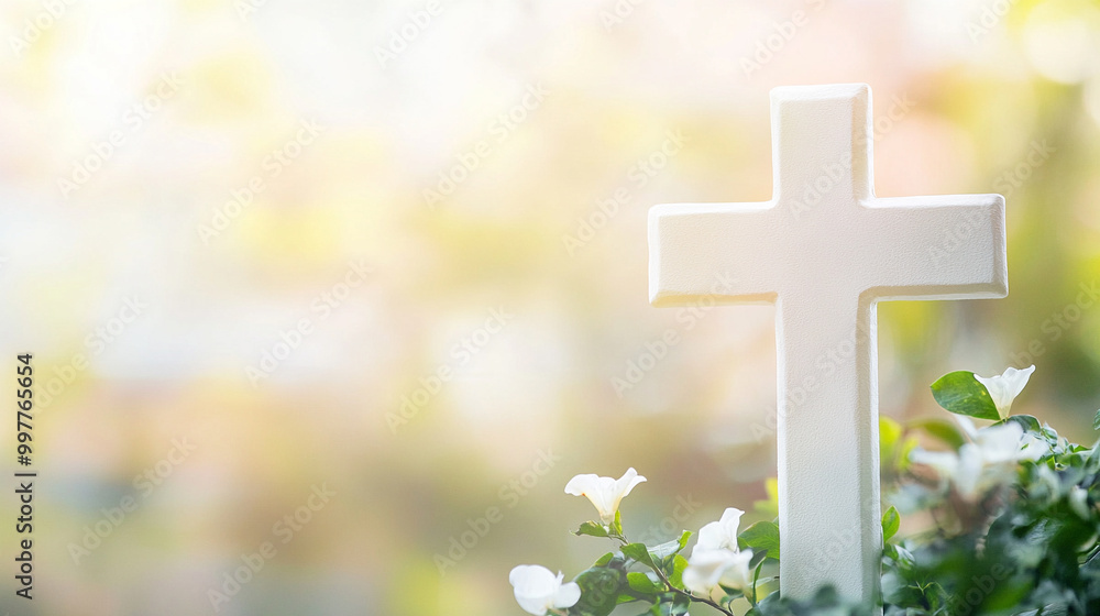 Christian cross in a blurred background, symbolizing faith, hope, and spiritual guidance. The simplicity of the scene evokes contemplation and connection to divine presence Christian cross in a blurred background, symbolizing faith, hope, and spiritual guidance. The simplicity of the scene evokes contemplation and connection to divine presence