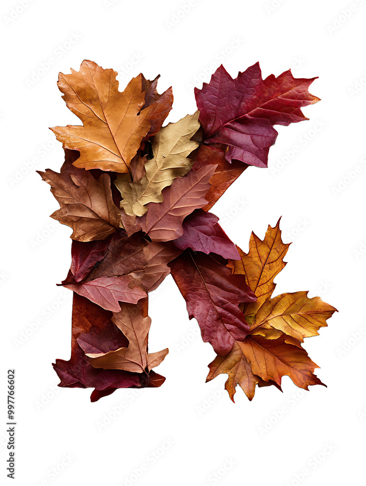 autumn leaves letter K isolated on transparent background autumn leaves letter K isolated on transparent background