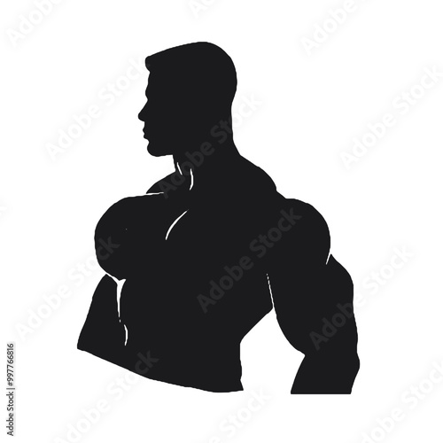 Bodybuilder in Action Silhouette Vector Transparent Background