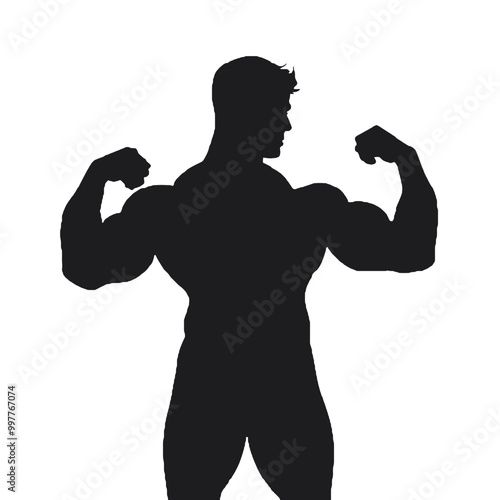 Bodybuilder Showing Muscles Silhouette Vector Transparent Background