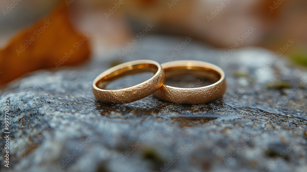 close-up shot of two gold wedding rings resting on textured fabric, symbolizing eternal love, commitment, and the sacred bond of marriage, highlighting the timeless significance of union close-up shot of two gold wedding rings resting on textured fabric, symbolizing eternal love, commitment, and the sacred bond of marriage, highlighting the timeless significance of union