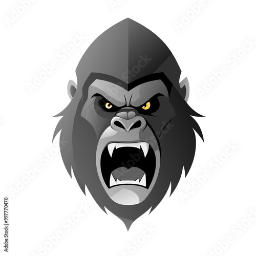 Angry gorilla head vector image, isolated on white bckground
 photo