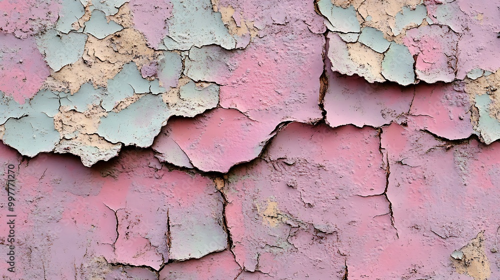 Obraz premium Cracked pastel wall texture with peeling paint.