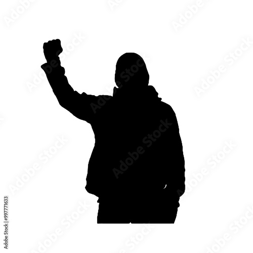 Raised Fist Protester Silhouette Vector Illustration