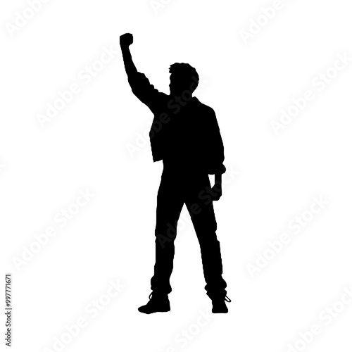 Protester Silhouette Vector Illustration Transparent Background