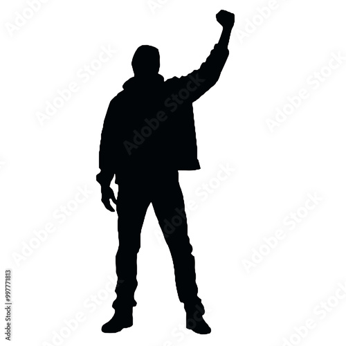 Protester Shouting Silhouette Vector Transparent Background