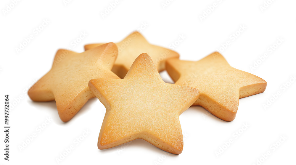 A stack of white star cookies with icing on top A stack of white star cookies with icing on top