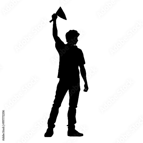 Single Protester Silhouette Vector Transparent Background