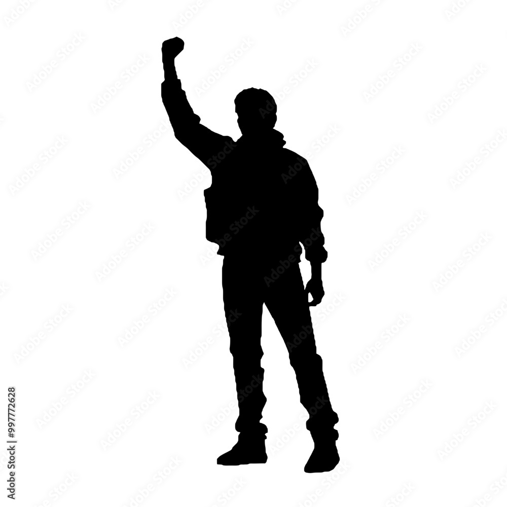 Male Protester Silhouette Vector Illustration Transparent Background Male Protester Silhouette Vector Illustration Transparent Background