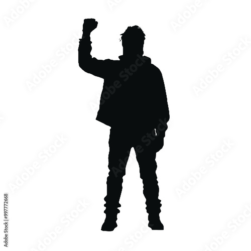 Protester Silhouette for Logo Vector Transparent Background