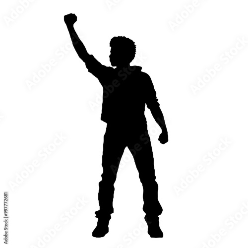 Protester Silhouette for Logo Vector Transparent Background