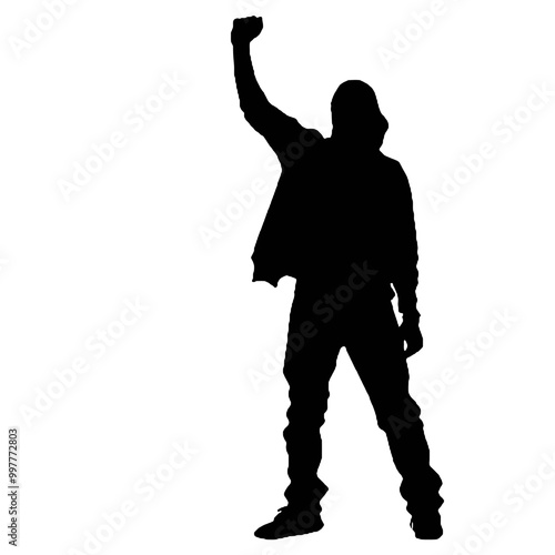 Male Protester Silhouette Vector Illustration Transparent Background