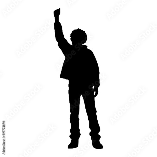 Black and White Protester Silhouette Vector Illustration