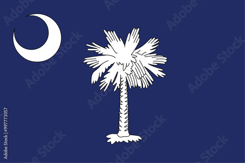 Official flag of the US state of South Carolina. Vector illustration
