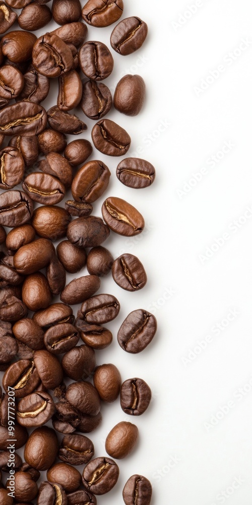 Fototapeta premium Abstract Coffee Bean Pattern on Clean White Background in High-Contrast Minimalist Style