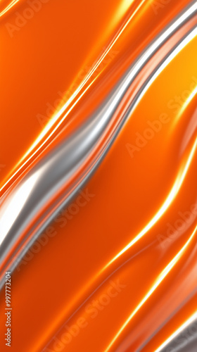 Abstract Orange and Silver Fluid Wave