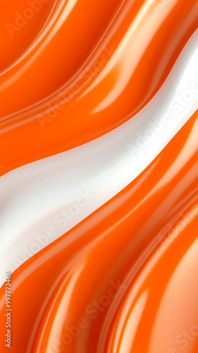 vibrant image features a mesmerizing pattern of swirling orange lines against a stark white background.
