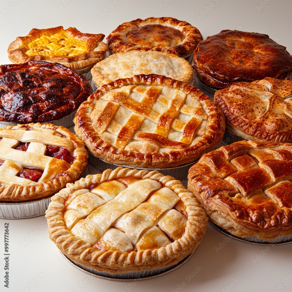 Assorted Homemade Pies with Golden Crust Assorted Homemade Pies with Golden Crust