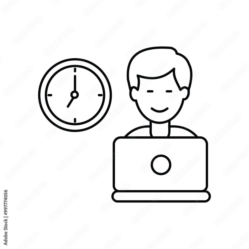 self employed line icon with white background vector stock illustration self employed line icon with white background vector stock illustration