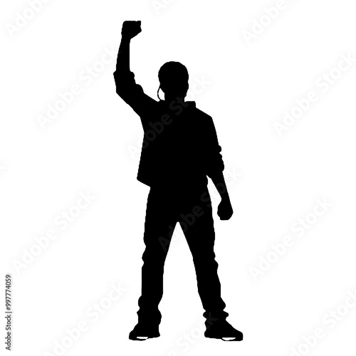 Standing Protester Silhouette Vector Transparent Background