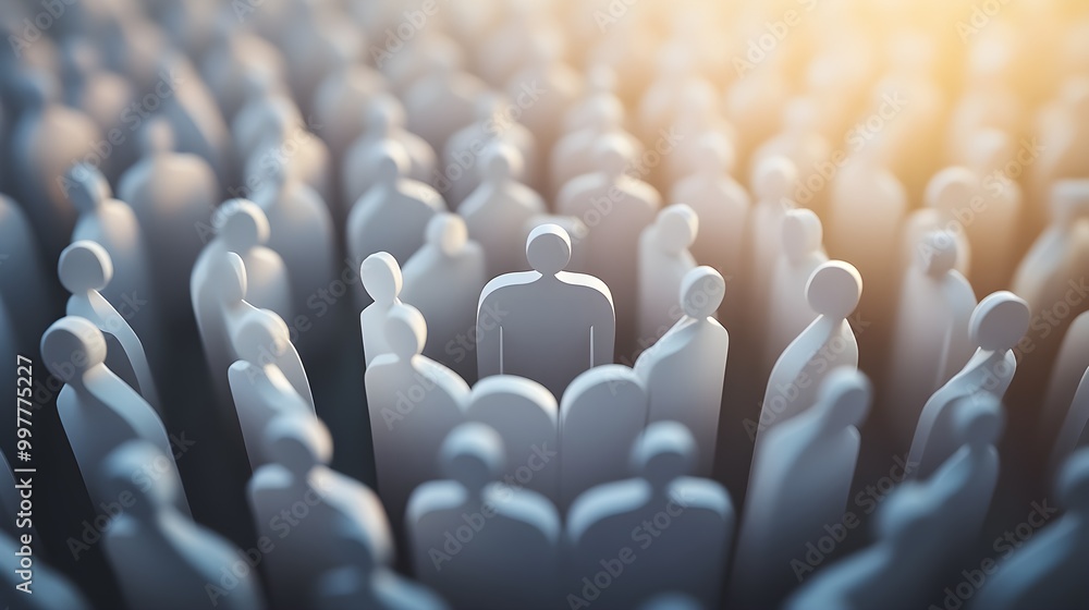 Obraz premium Artistic representation of a community in gray shirts, symbolizing neutrality and understated elegance in a creative setting, focus on creative collaboration, whimsical, Multilayer