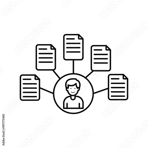 multitasking line icon with white background vector stock illustration