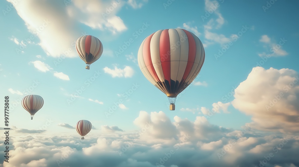 Fototapeta premium Hot Air Balloons Soaring Above the Clouds